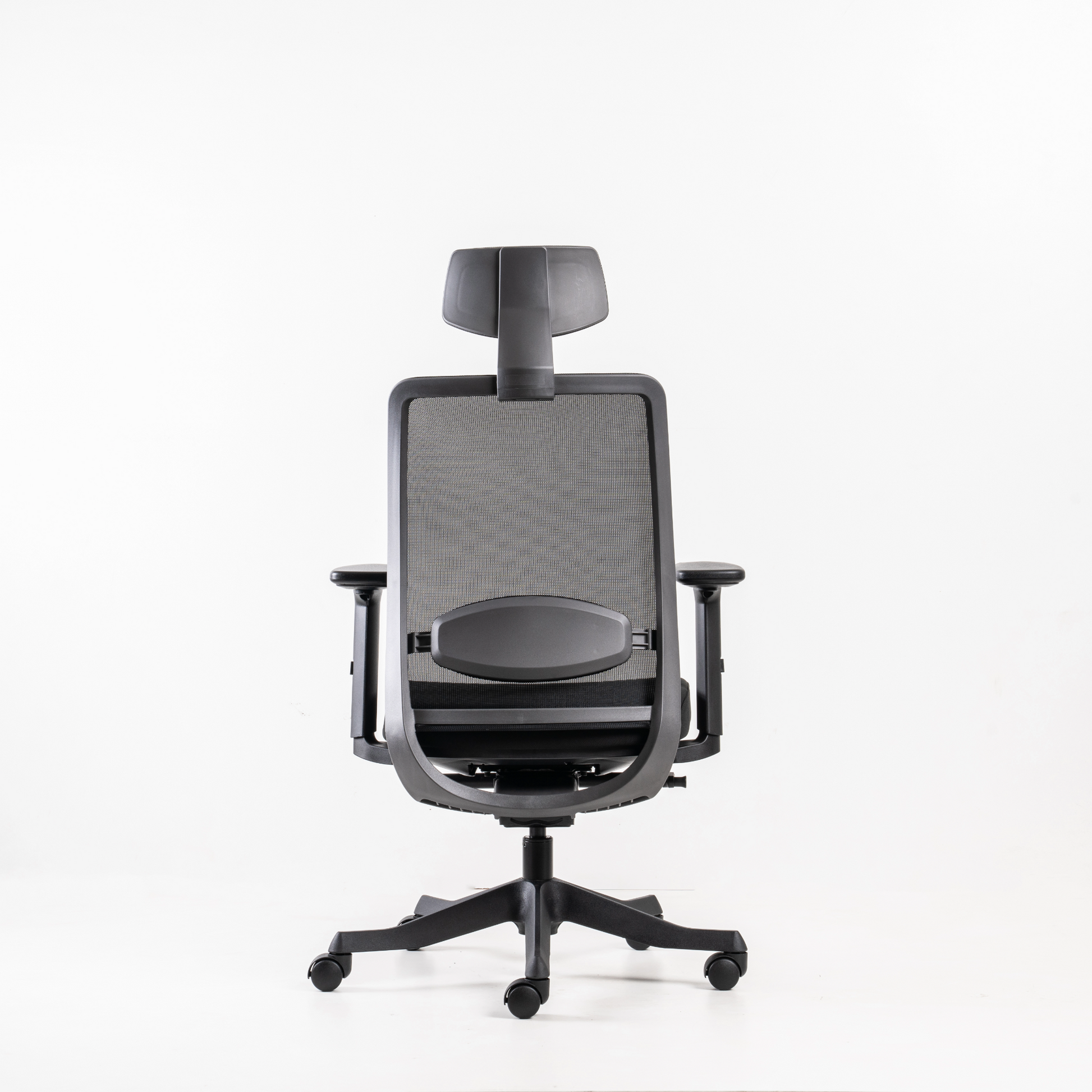 Lumbar Support Pad: Adjustable for 80mm height range.  Polypropylene material (100% recyclable)  in charcoal colour.