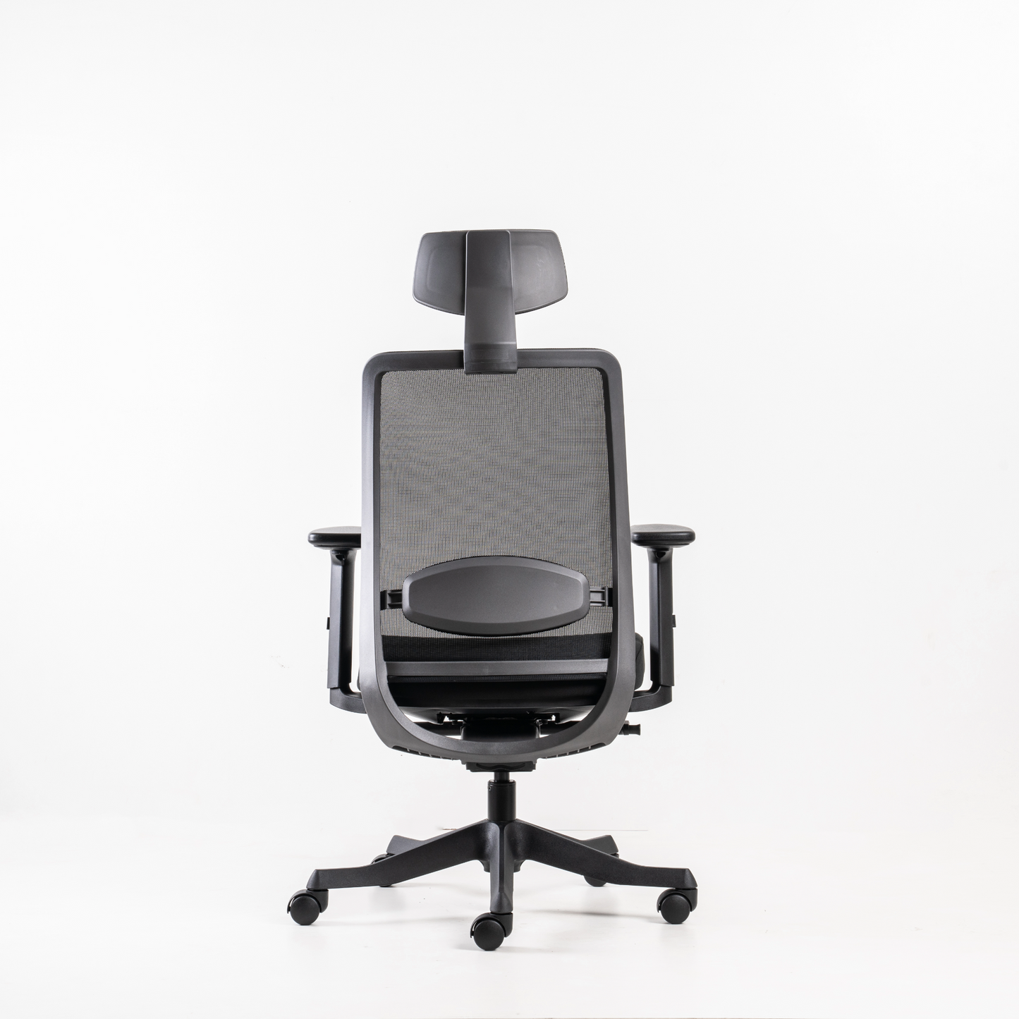 Lumbar Support Pad: Adjustable for 80mm height range. Polypropylene material (100% recyclable) in charcoal colour.