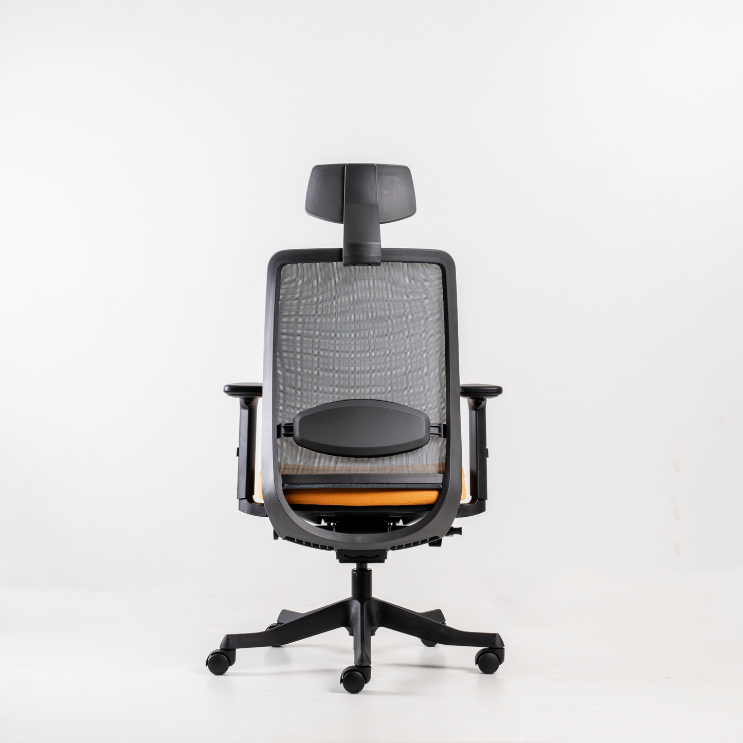 Lumbar Support Pad: Adjustable for 80mm height range.  Polypropylene material (100% recyclable)  in charcoal colour.